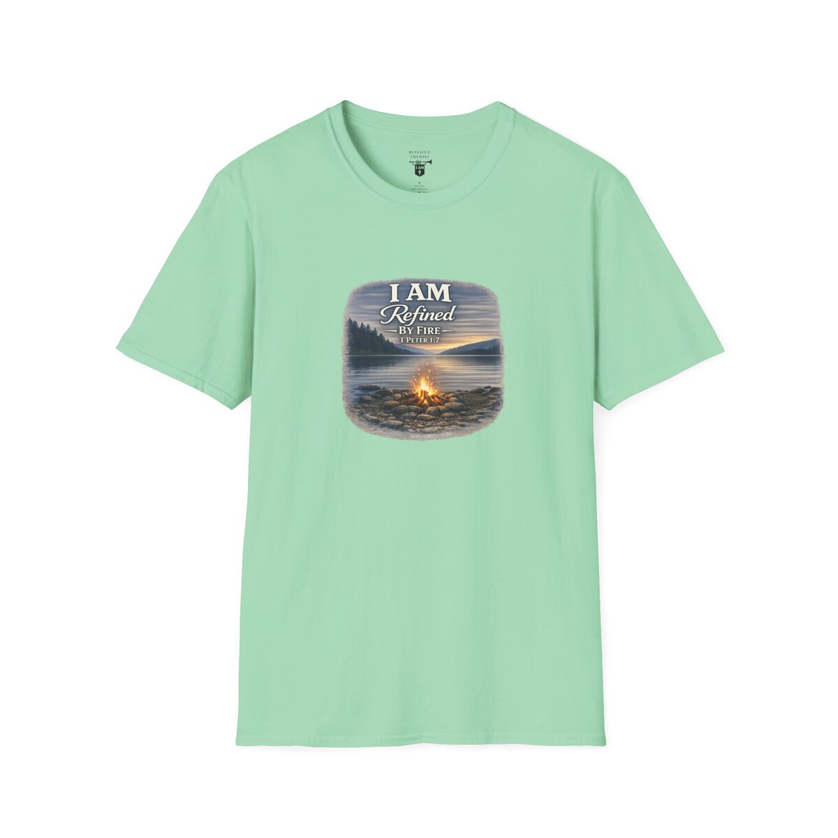 I AM REFINED BY FIRE - 1 PETER 1:7 - CAMPFIRE - Unisex Softstyle T-Shirt - Image 19