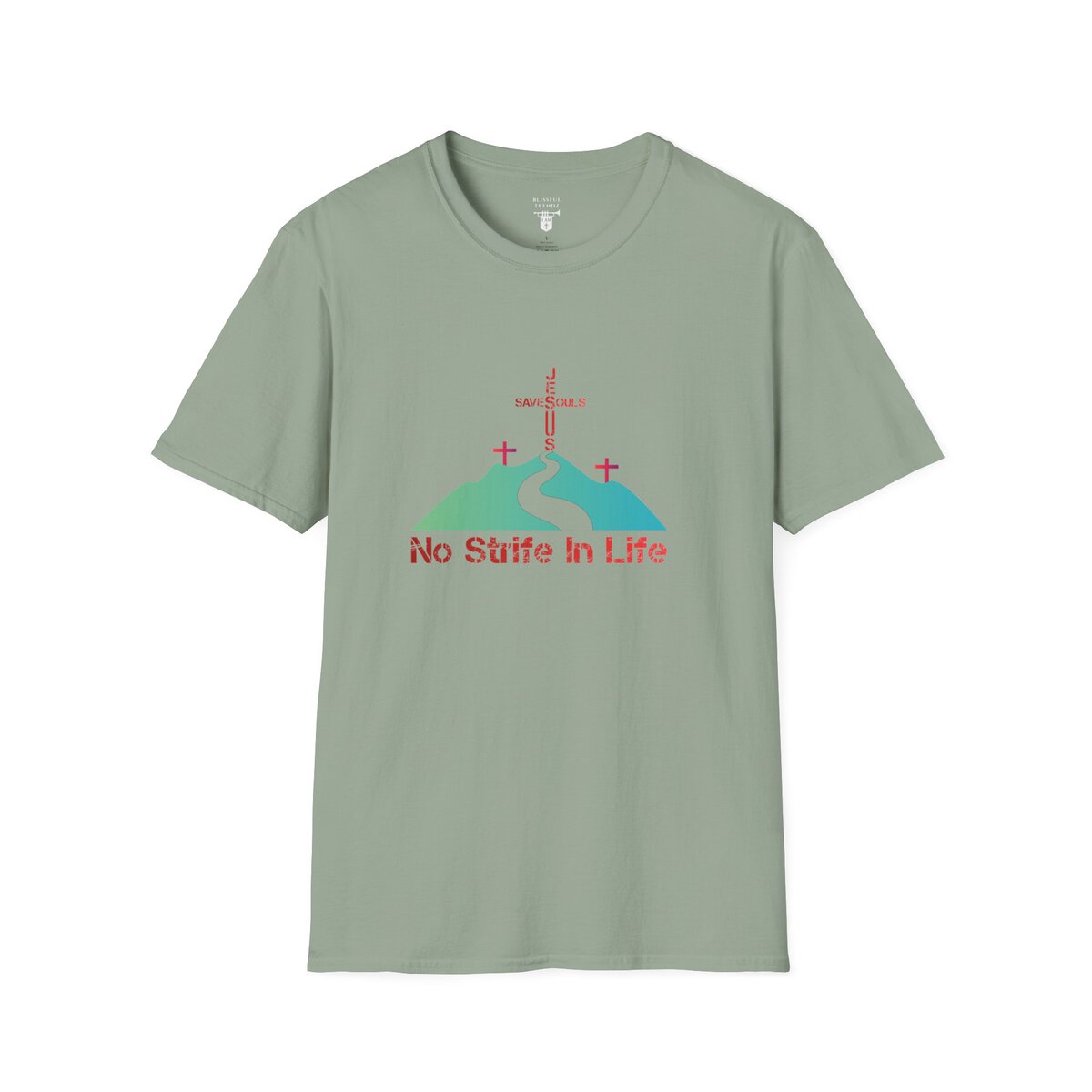 Jesus Saves Souls - No Strife In Life - RD/GRN - Unisex Softstyle T-Shirt - Image 13