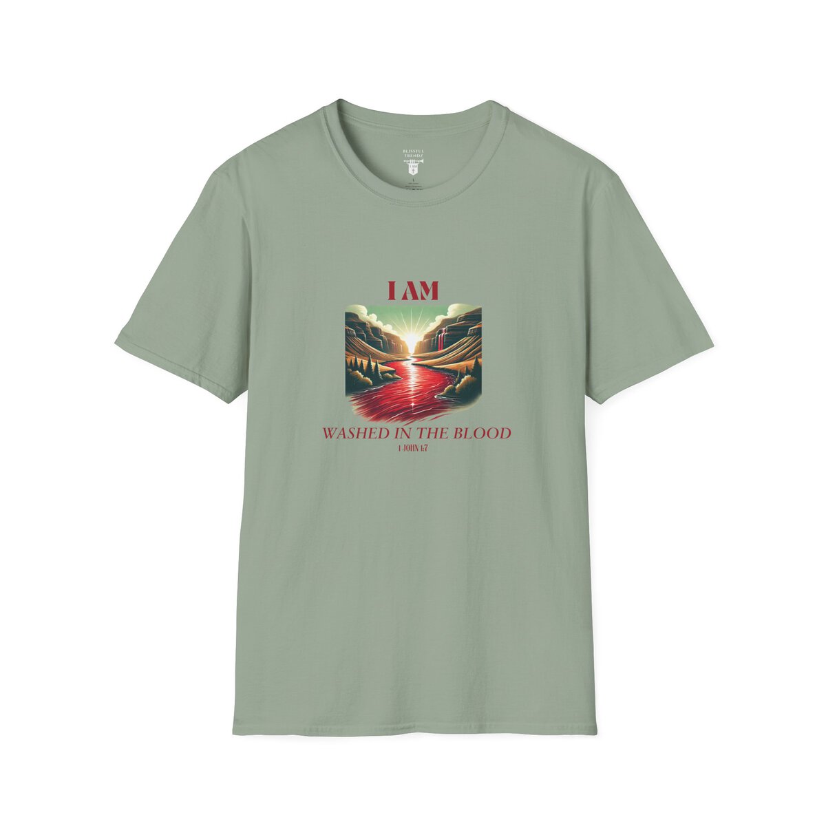 I AM Washed In The Blood - 1 JOHN 1:7 - River-Red - Unisex Softstyle T-Shirt - Image 19