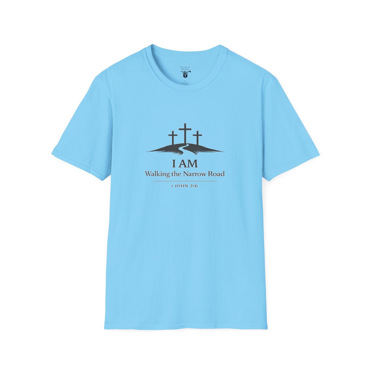 I AM Walking the Narrow Road - 1 JOHN 2:6 - Cross - BLK - Unisex Softstyle T-Shirt - Image 4