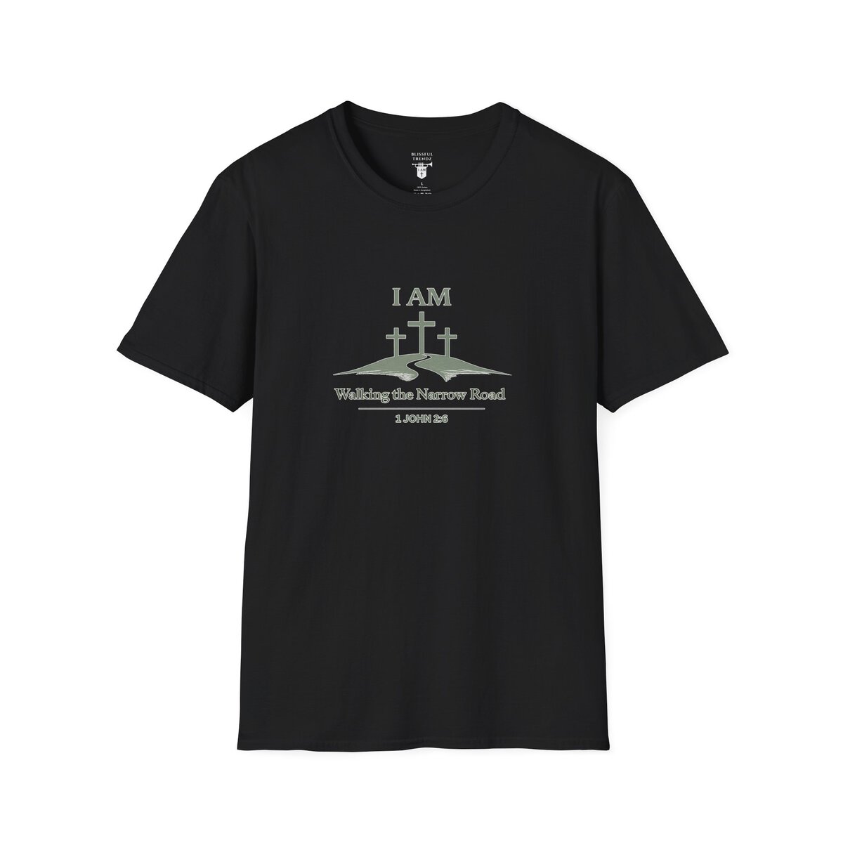 I AM Walking the Narrow Road - 1 JOHN 2:6 - Cross - SGE - Unisex Softstyle T-Shirt - Image 37