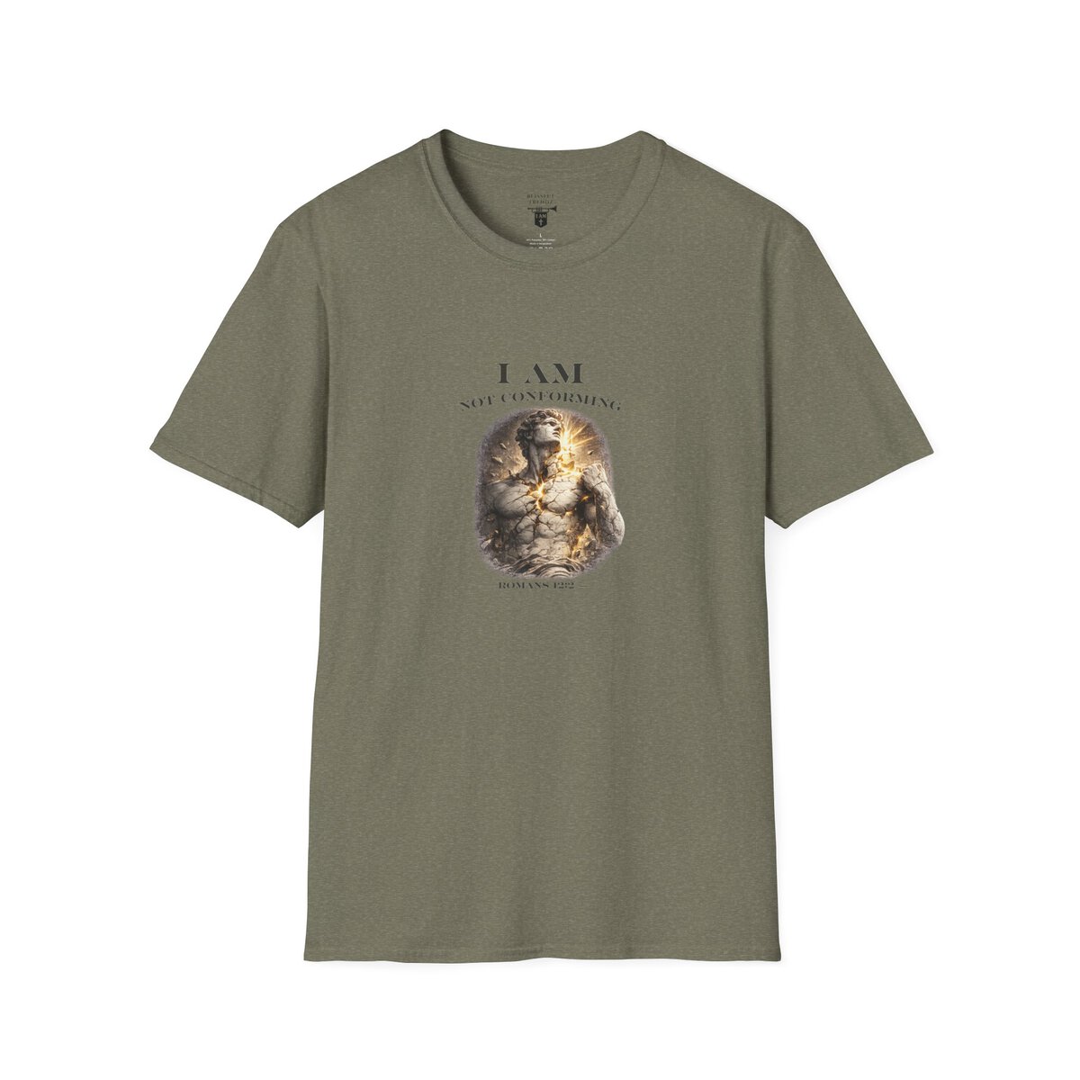 I AM NOT CONFORMING - ROMANS 12:2 - STATUE - Unisex Softstyle T-Shirt - Image 16