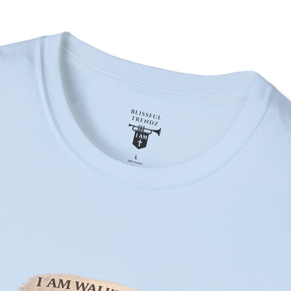 I AM WALKING OUT WHAT WAS WRITTEN - WALK AS HE WALKED - 1 JOHN 2:6 - IMPRINT OF SANDALS W/CROSS - MNCHRM - Unisex Softstyle T-Shirt - Image 29