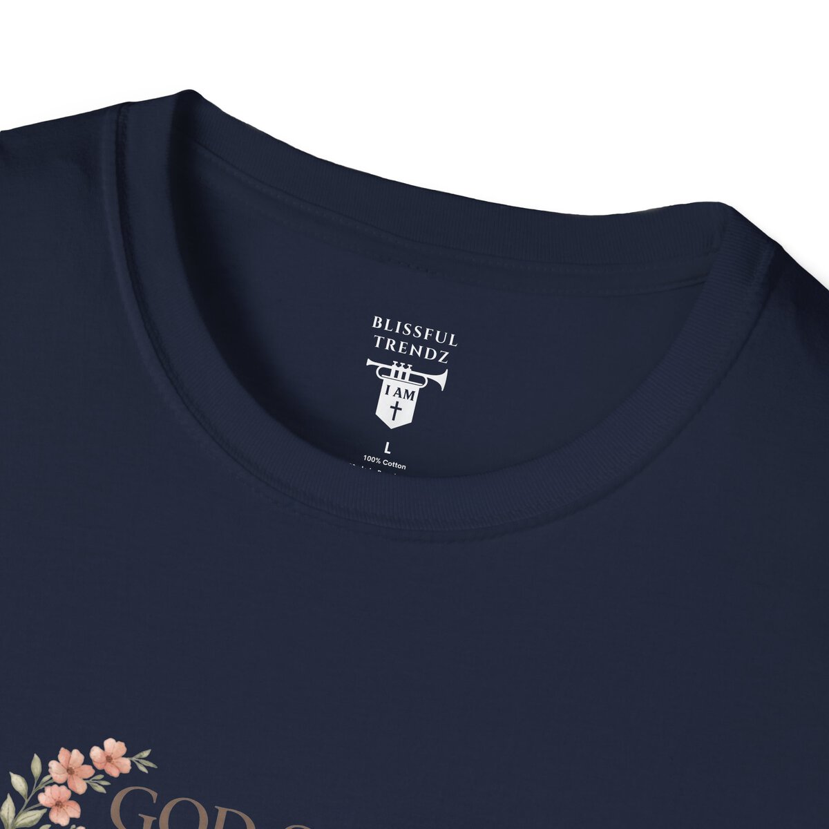 God Says I AM Word Cloud - Floral Motif - Unisex Softstyle T-Shirt - Image 26