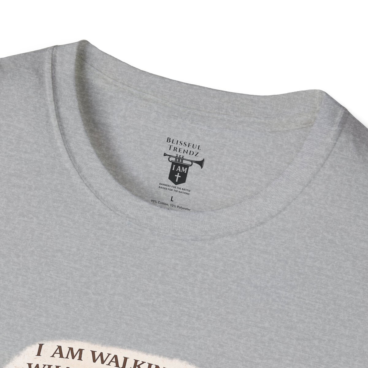 I AM WALKING OUT WHAT WAS WRITTEN - WALK AS HE WALKED - 1 JOHN 2:6 - IMPRINT OF SANDALS W/CROSS - WHT WSHD - Unisex Softstyle T-Shirt - Image 14