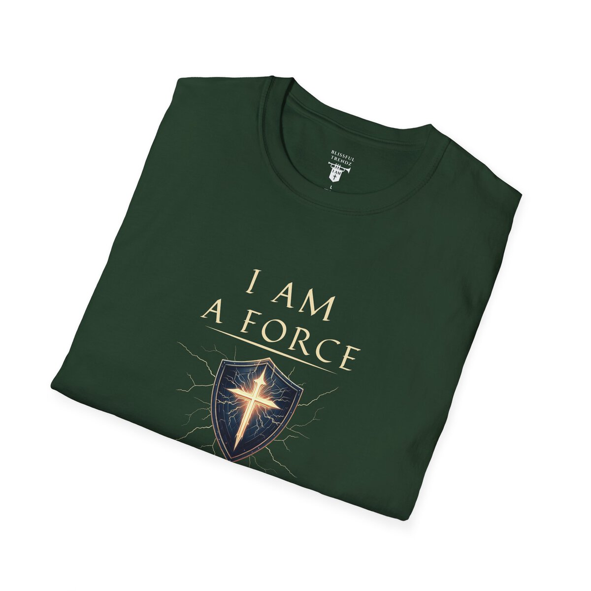 I AM A Force Heaven Recognizes and Hell Fears - Shield with Cross - Unisex Softstyle T-Shirt - Image 27