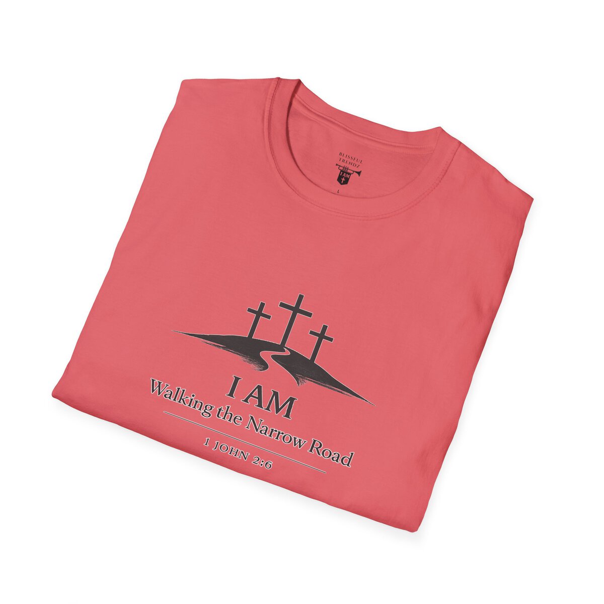 I AM Walking the Narrow Road - 1 JOHN 2:6 - Cross - BLK - Unisex Softstyle T-Shirt - Image 12