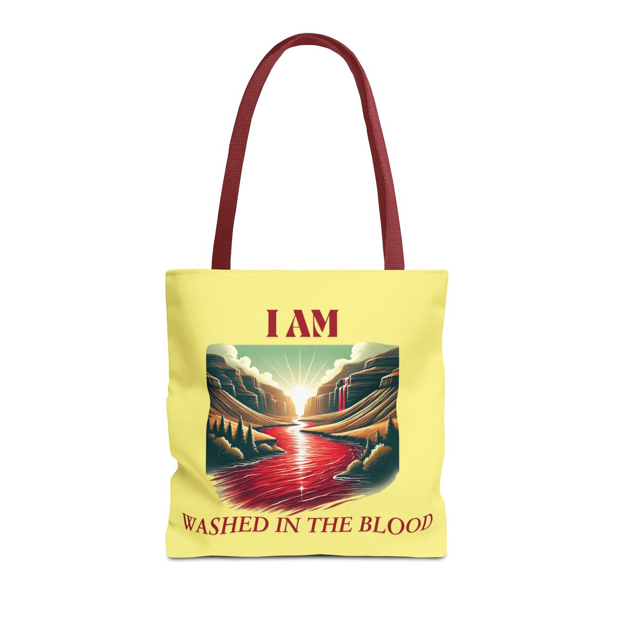 I AM Washed In The Blood - River - YLW - Tote Bag (AOP) - Image 3