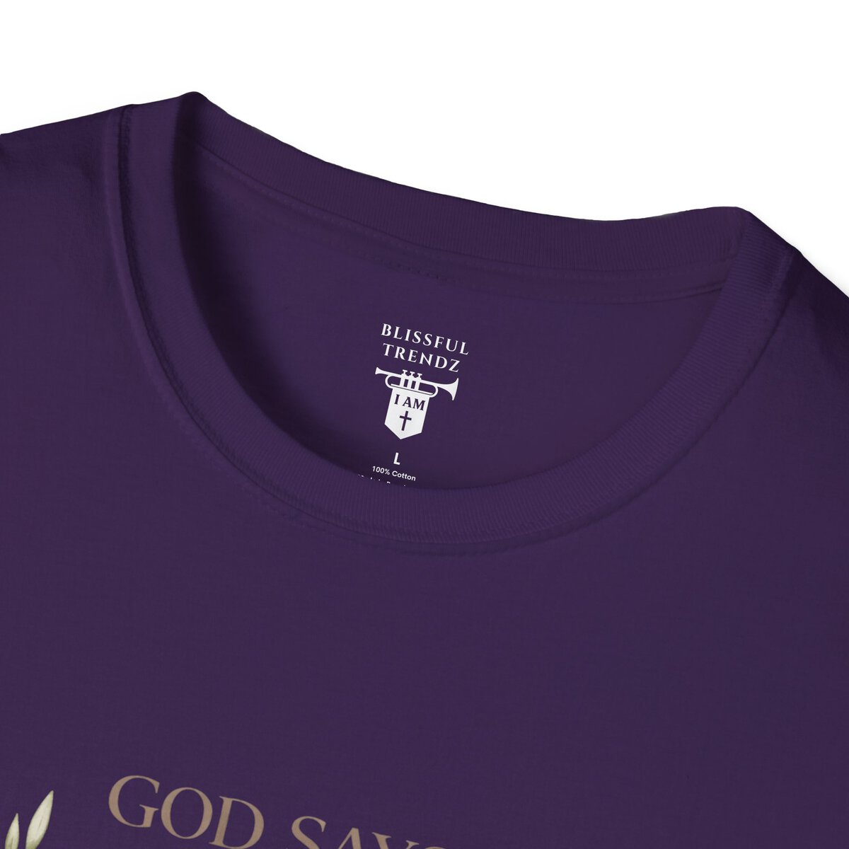 God Says I AM Word Cloud - Olive Branch Motif - Unisex Softstyle T-Shirt - Image 20