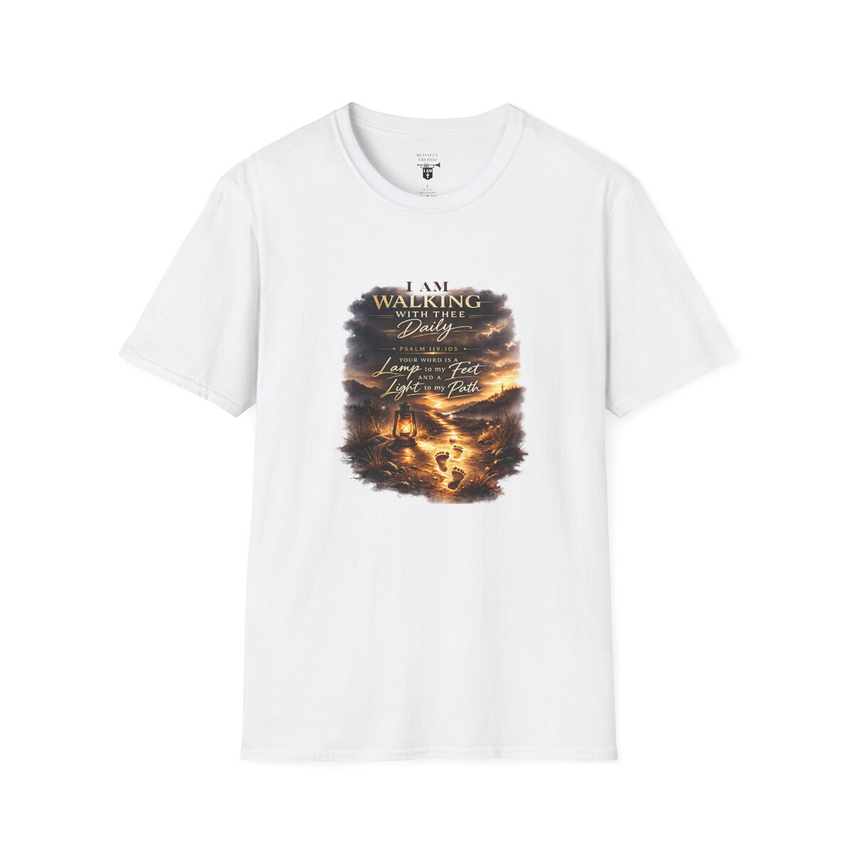 I AM WALKING WITH THEE DAILY - PSALM 119:105 - SCRIPTURE - Unisex Softstyle T-Shirt - Image 4