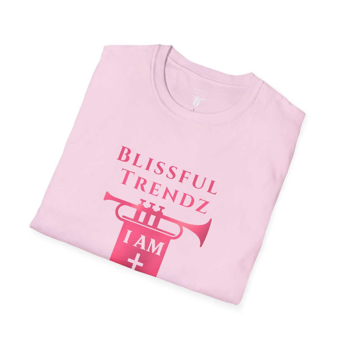 Blissful Trendz - I AM - Banners For The Battle - Raised For The Nations - PNK - Unisex Softstyle T-Shirt - Image 39