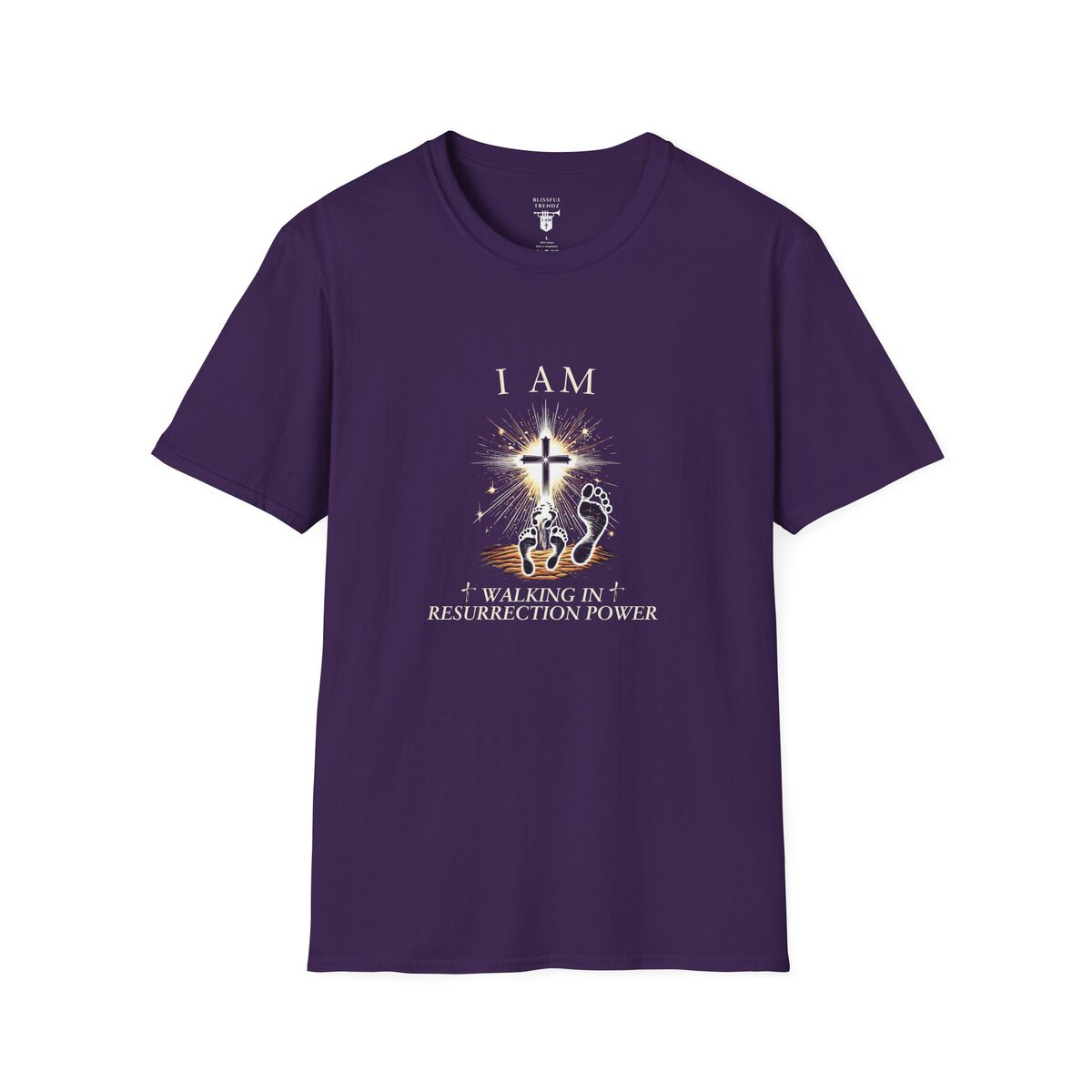 I AM Walking In Resurrection Power - Cross with Footprints - Unisex Softstyle T-Shirt - Image 16