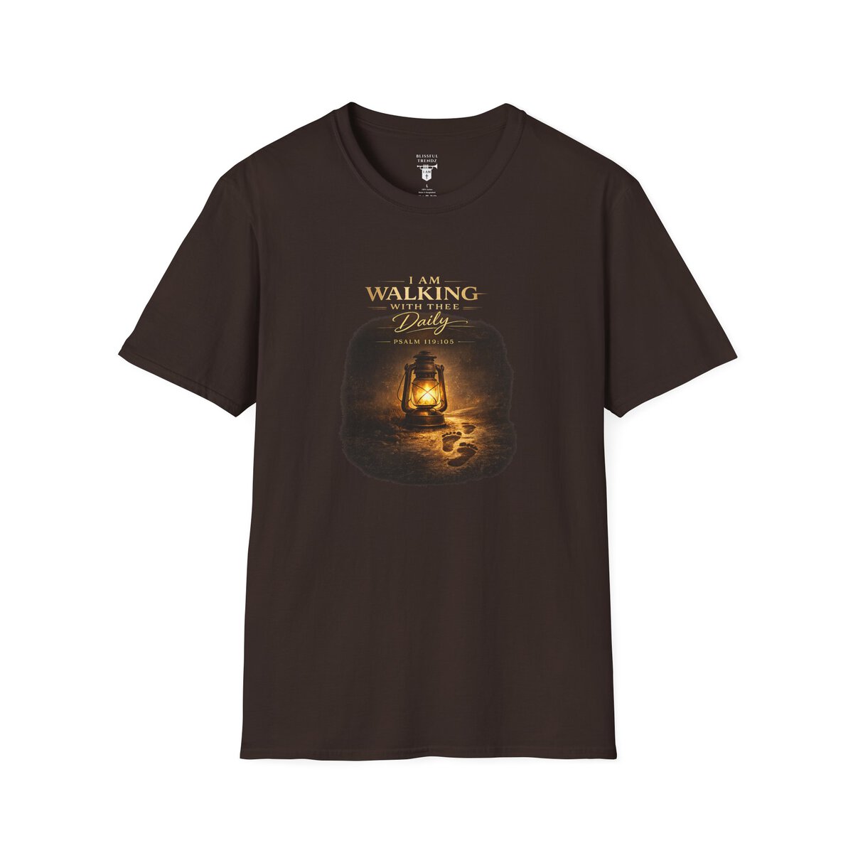 I AM WALKING WITH THEE DAILY - PSALM 119:105 - LANTERN - Unisex Softstyle T-Shirt - Image 7