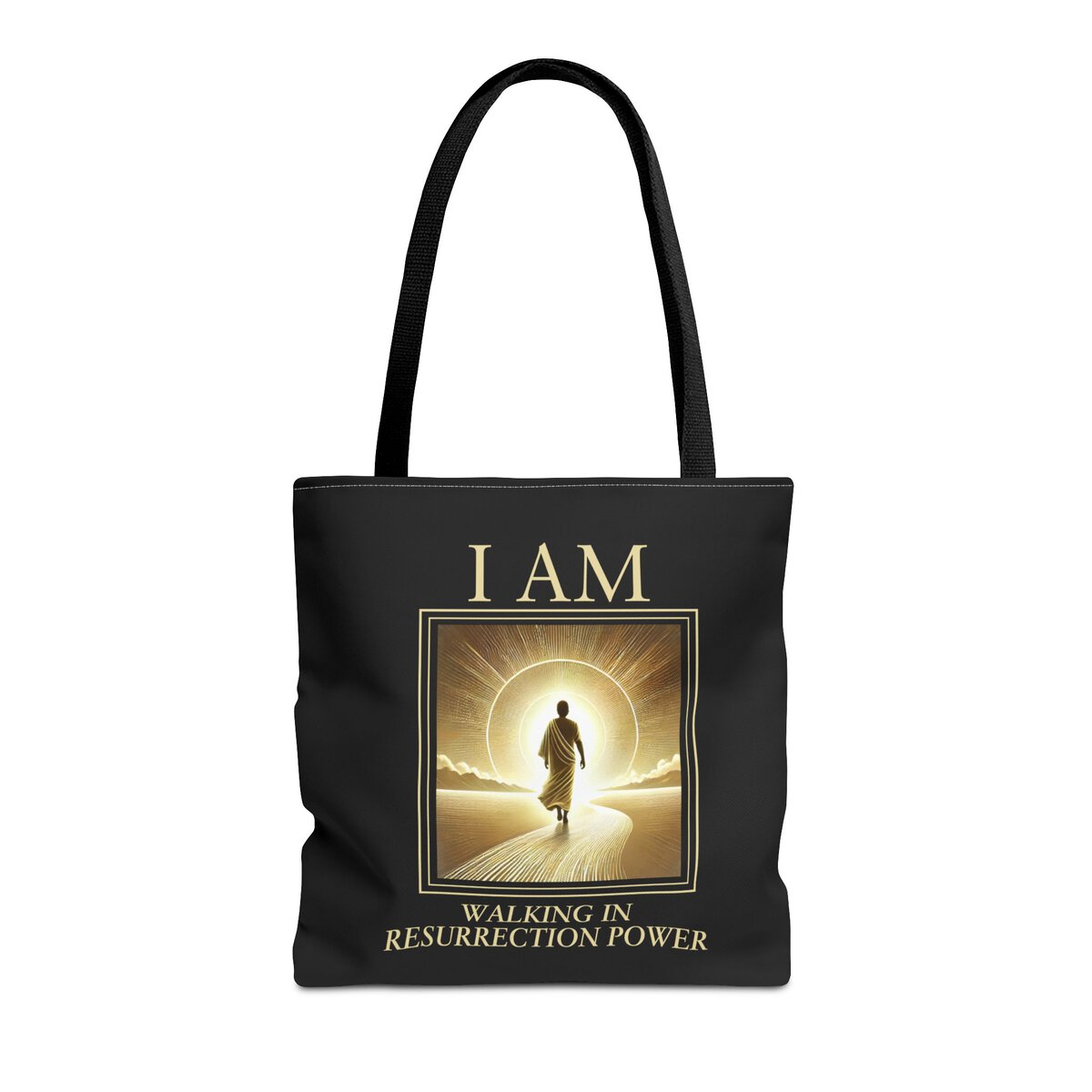 I AM Walking In Resurrection Power - BLK - Tote Bag (AOP) - Image 3