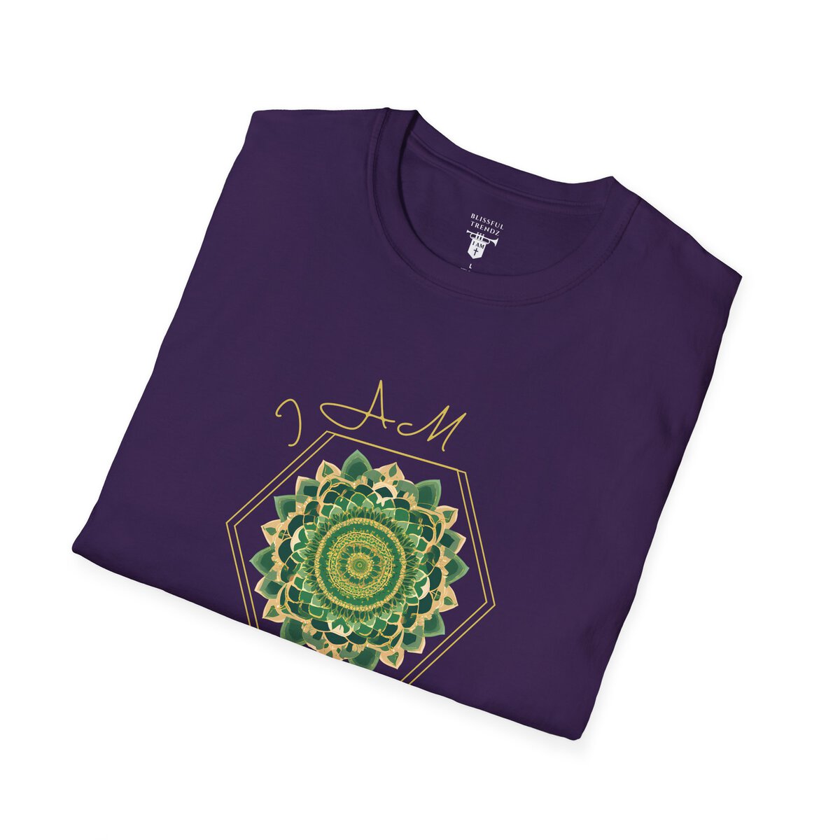 I AM 100% by Design - GRN/GLD - MNDLA - Unisex Softstyle T-Shirt - Image 33