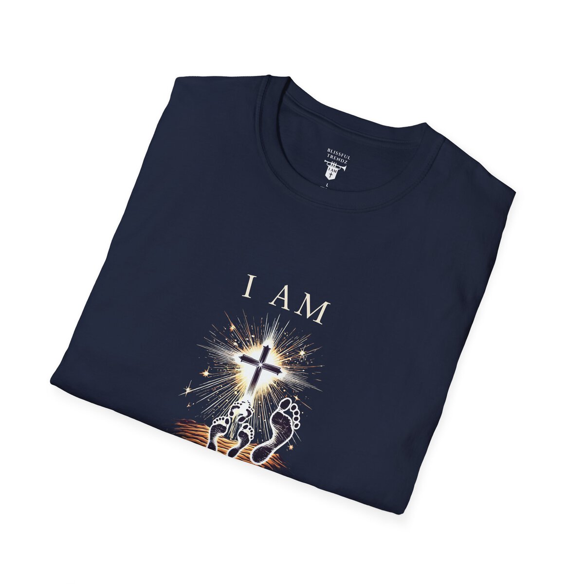 I AM Walking In Resurrection Power - Cross with Footprints - Unisex Softstyle T-Shirt - Image 6