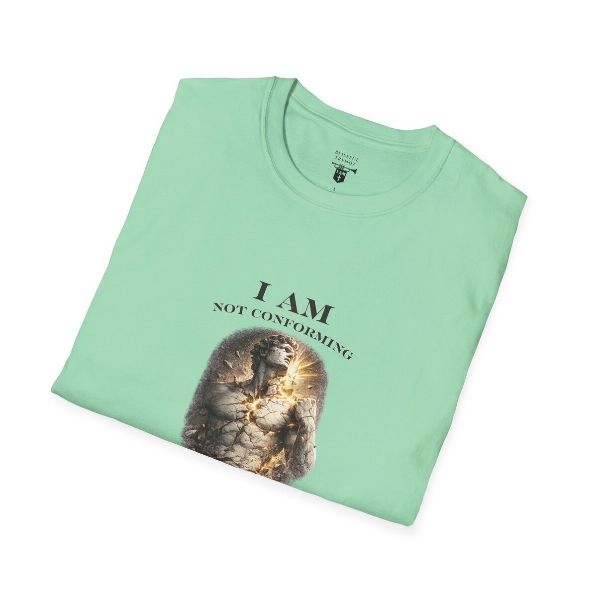 I AM NOT CONFORMING - ROMANS 12:2 - STATUE - Unisex Softstyle T-Shirt - Image 24