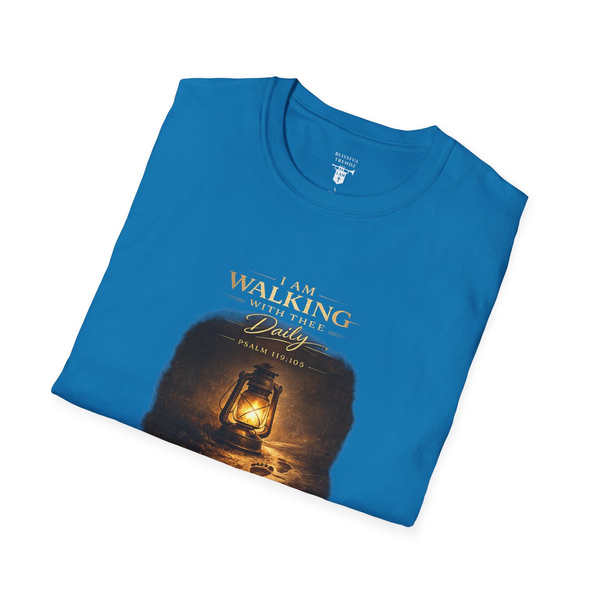 I AM WALKING WITH THEE DAILY - PSALM 119:105 - LANTERN - Unisex Softstyle T-Shirt - Image 3