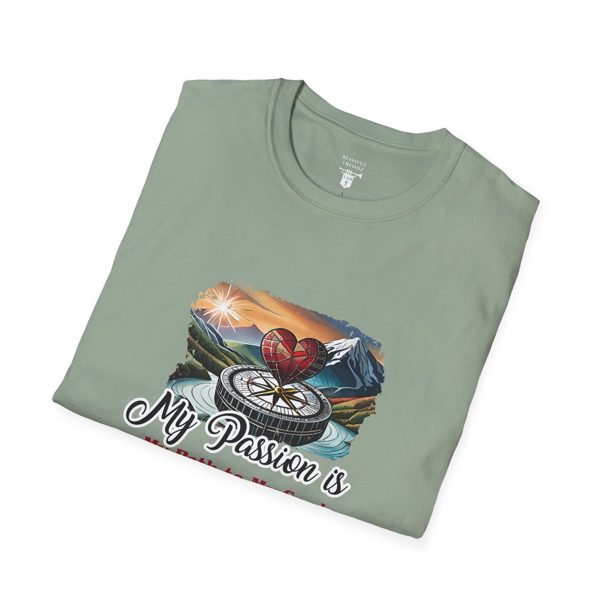 My Passion is My Path to My Soul - Compass with Heart - Unisex Softstyle T-Shirt - Image 21