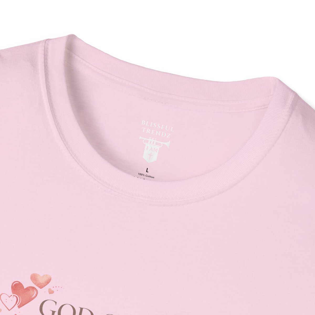 God Says I AM Word Cloud - Heart Motif - Unisex Softstyle T-Shirt - Image 41