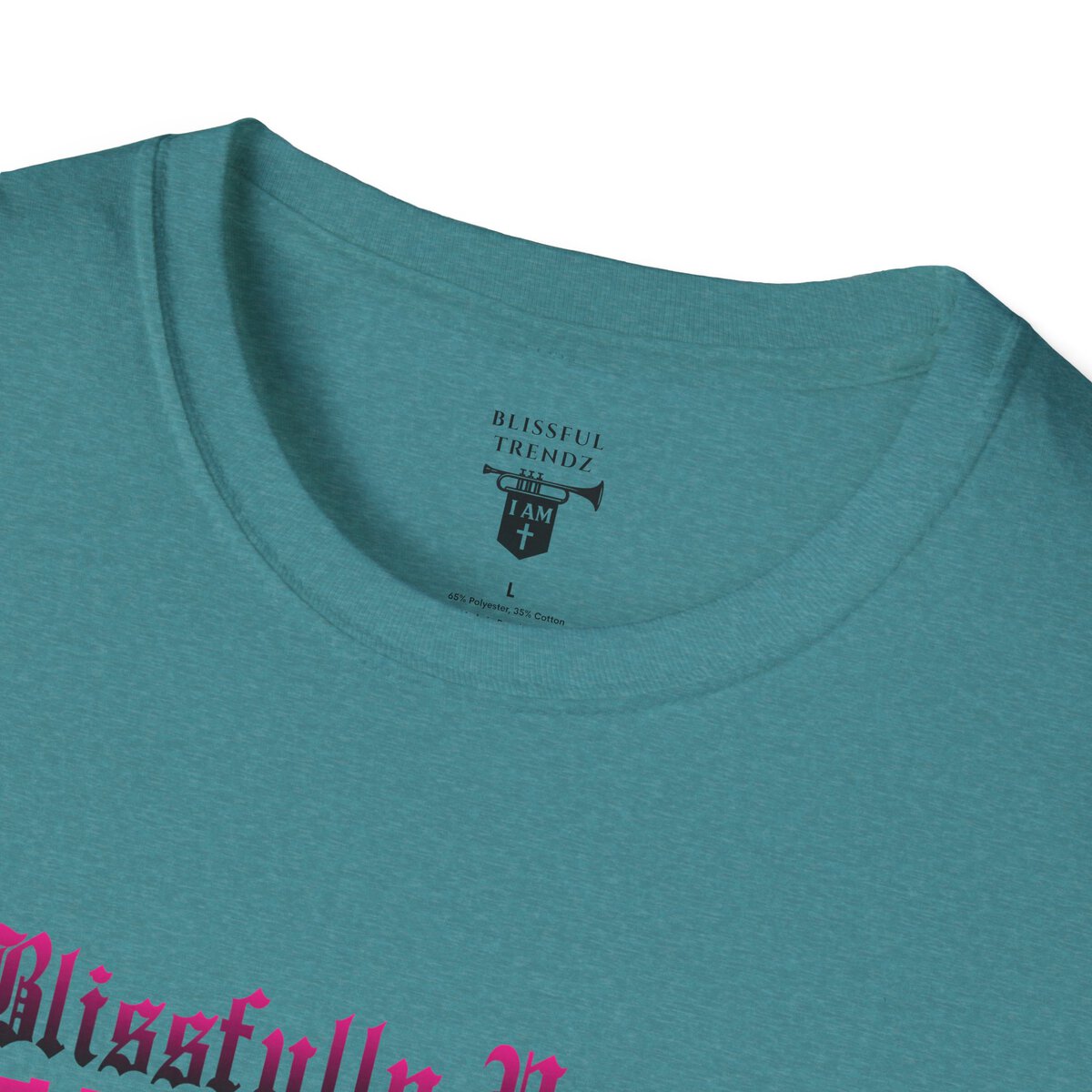 Blissfully Unique - I AM 100% by Design - Typography - DRK PNK - Unisex Softstyle T-Shirt - Image 26