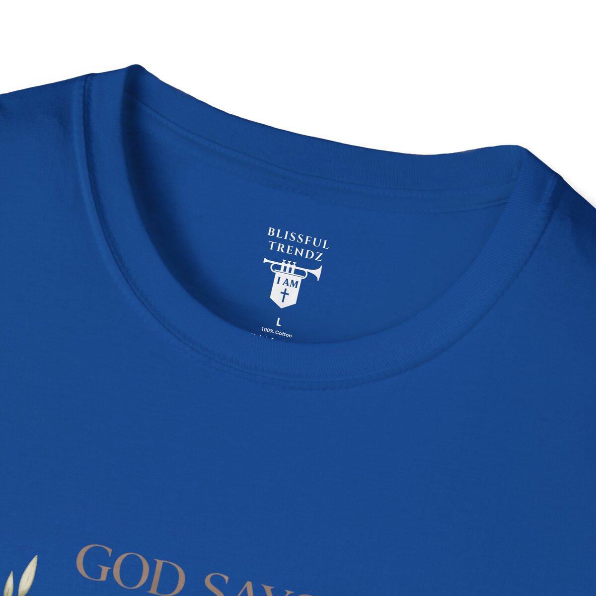 God Says I AM Word Cloud - Olive Branch Motif - Unisex Softstyle T-Shirt - Image 17