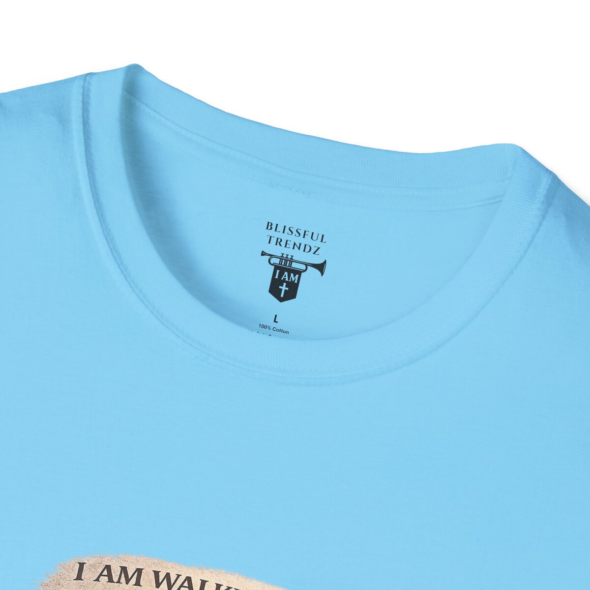 I AM WALKING OUT WHAT WAS WRITTEN - WALK AS HE WALKED - 1 JOHN 2:6 - IMPRINT OF SANDALS W/CROSS - MNCHRM - Unisex Softstyle T-Shirt - Image 26