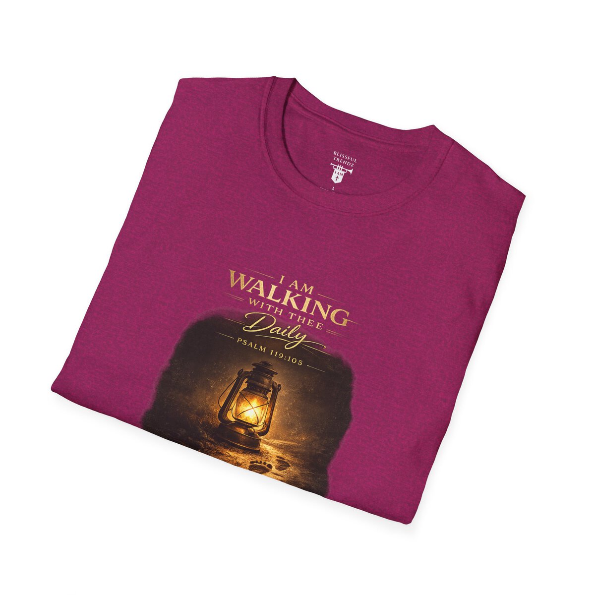 I AM WALKING WITH THEE DAILY - PSALM 119:105 - LANTERN - Unisex Softstyle T-Shirt - Image 18