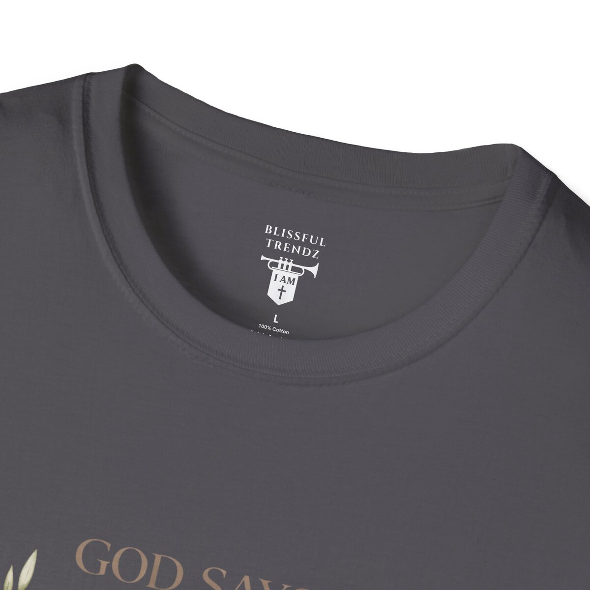 God Says I AM Word Cloud - Olive Branch Motif - Unisex Softstyle T-Shirt - Image 23