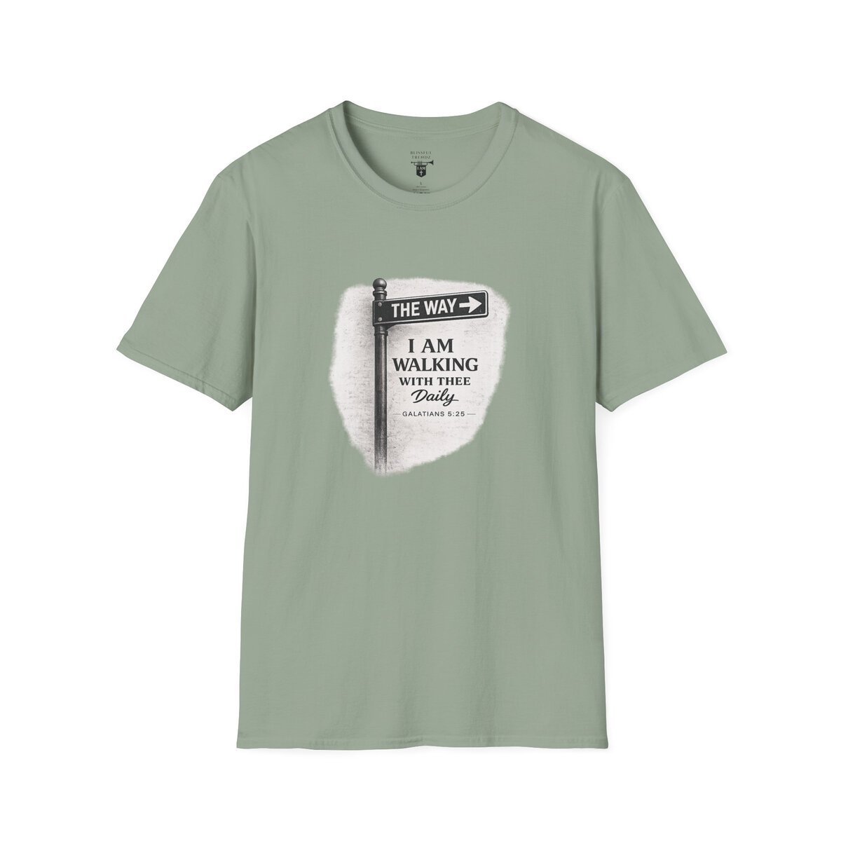 THE WAY - I AM WALKING WITH THEE DAILY - GALATIANS 5:25 - BLCK-WHT - Unisex Softstyle T-Shirt - Image 22