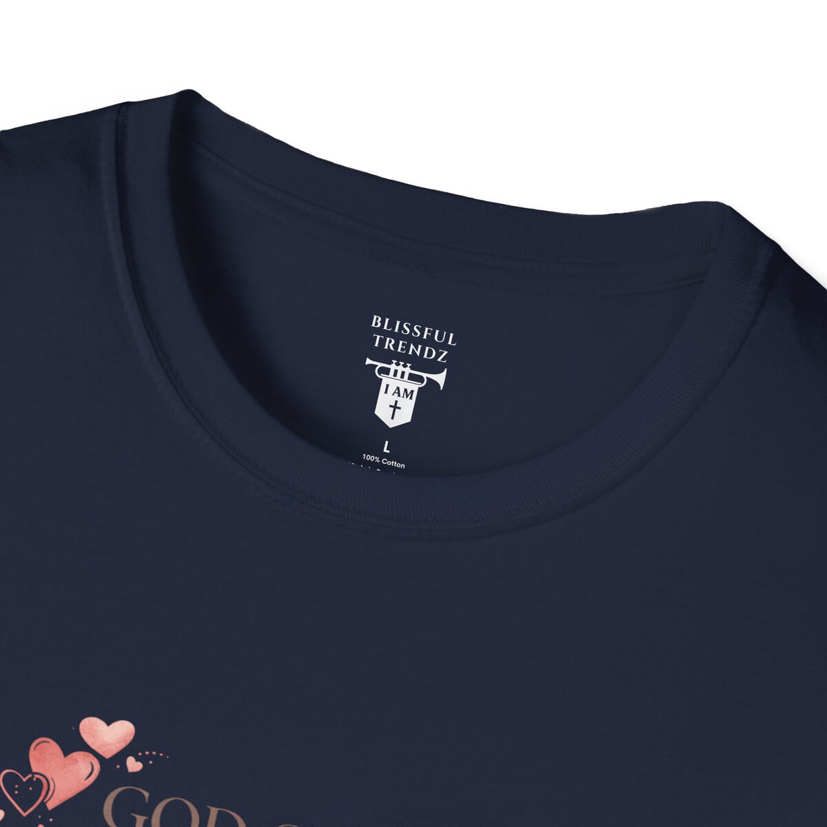 God Says I AM Word Cloud - Heart Motif - Unisex Softstyle T-Shirt - Image 35