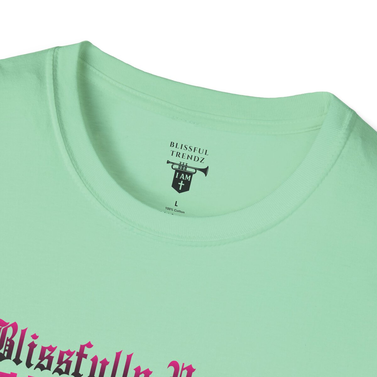 Blissfully Unique - I AM 100% by Design - Typography - DRK PNK - Unisex Softstyle T-Shirt - Image 23