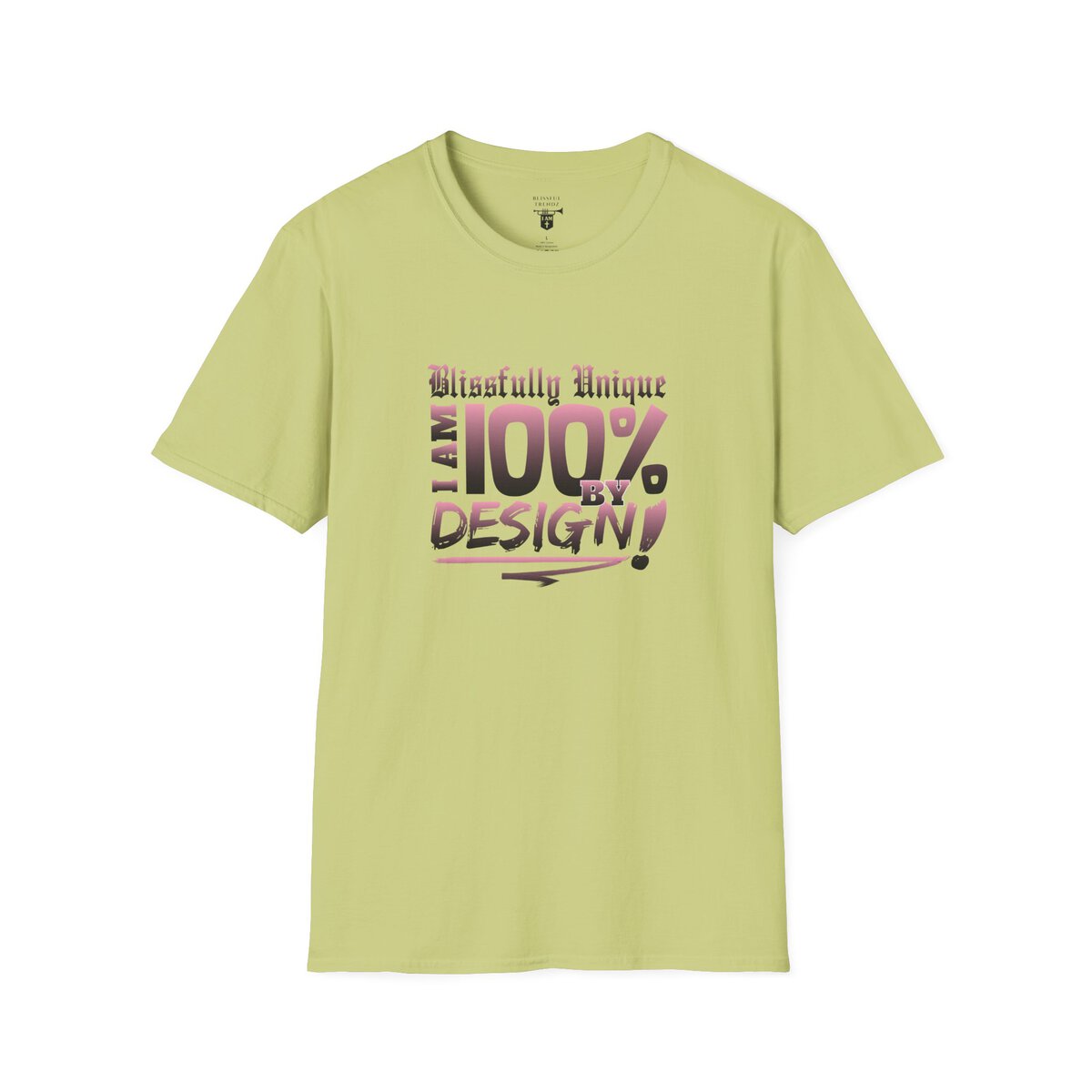 Blissfully Unique - I AM 100% by Design! - Typography - LT PNK - Unisex Softstyle T-Shirt - Image 16