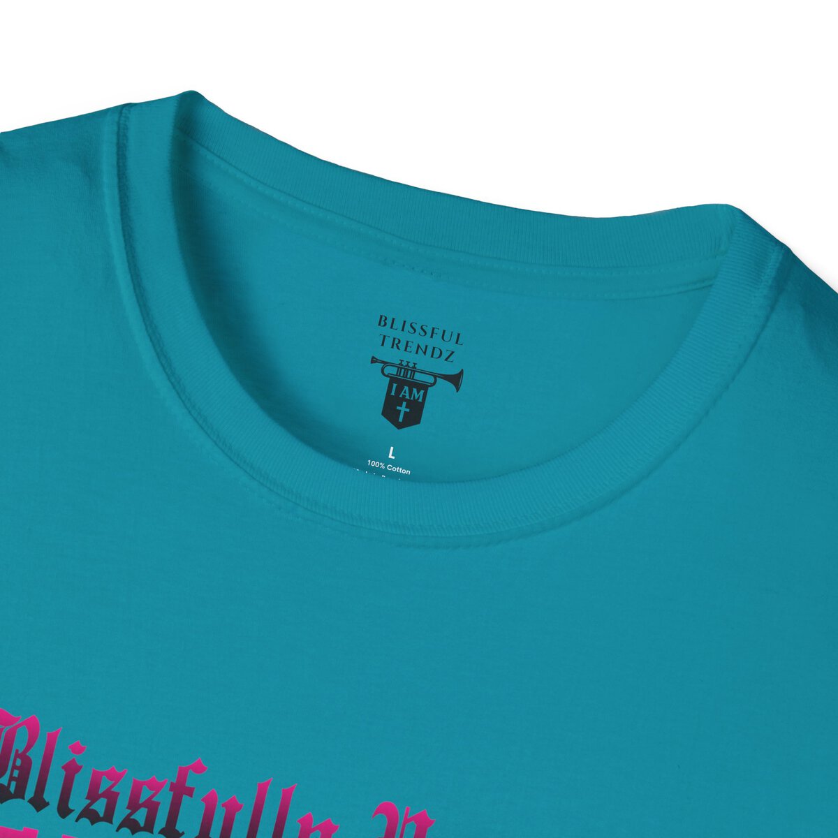 Blissfully Unique - I AM 100% by Design - Typography - DRK PNK - Unisex Softstyle T-Shirt - Image 29