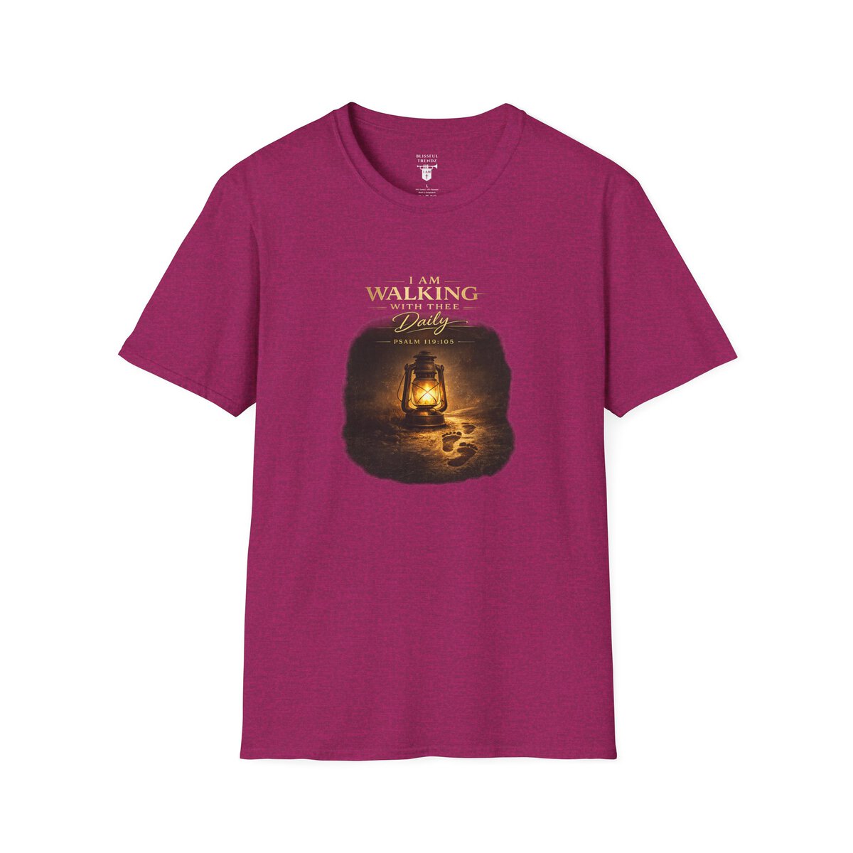 I AM WALKING WITH THEE DAILY - PSALM 119:105 - LANTERN - Unisex Softstyle T-Shirt - Image 16