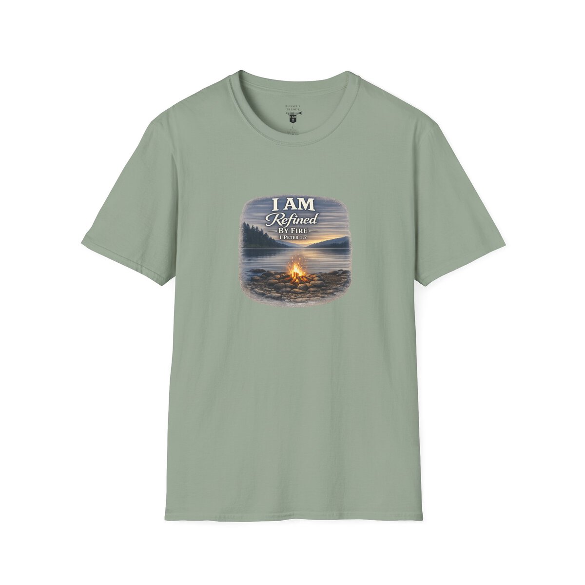 I AM REFINED BY FIRE - 1 PETER 1:7 - CAMPFIRE - Unisex Softstyle T-Shirt - Image 16