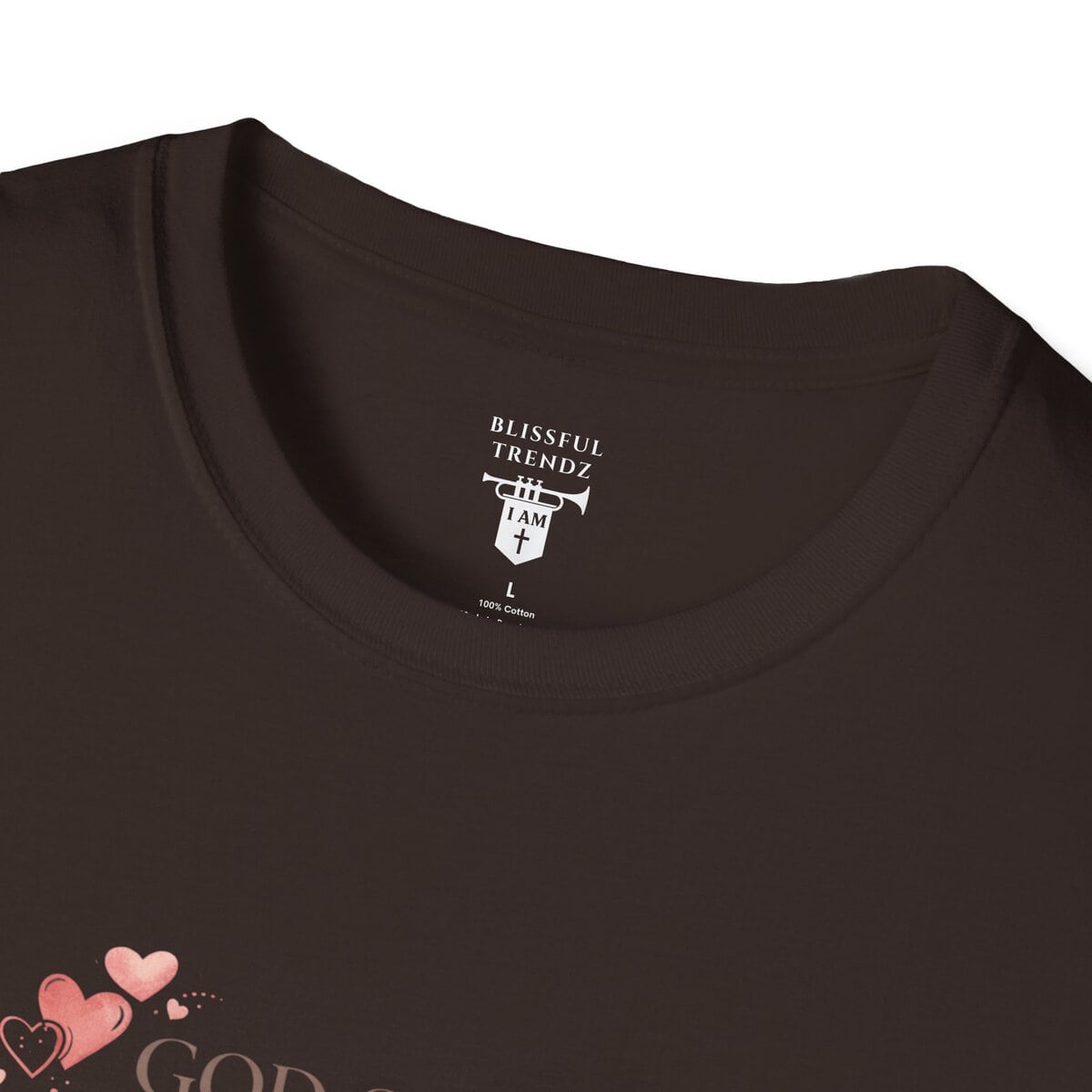 God Says I AM Word Cloud - Heart Motif - Unisex Softstyle T-Shirt - Image 17