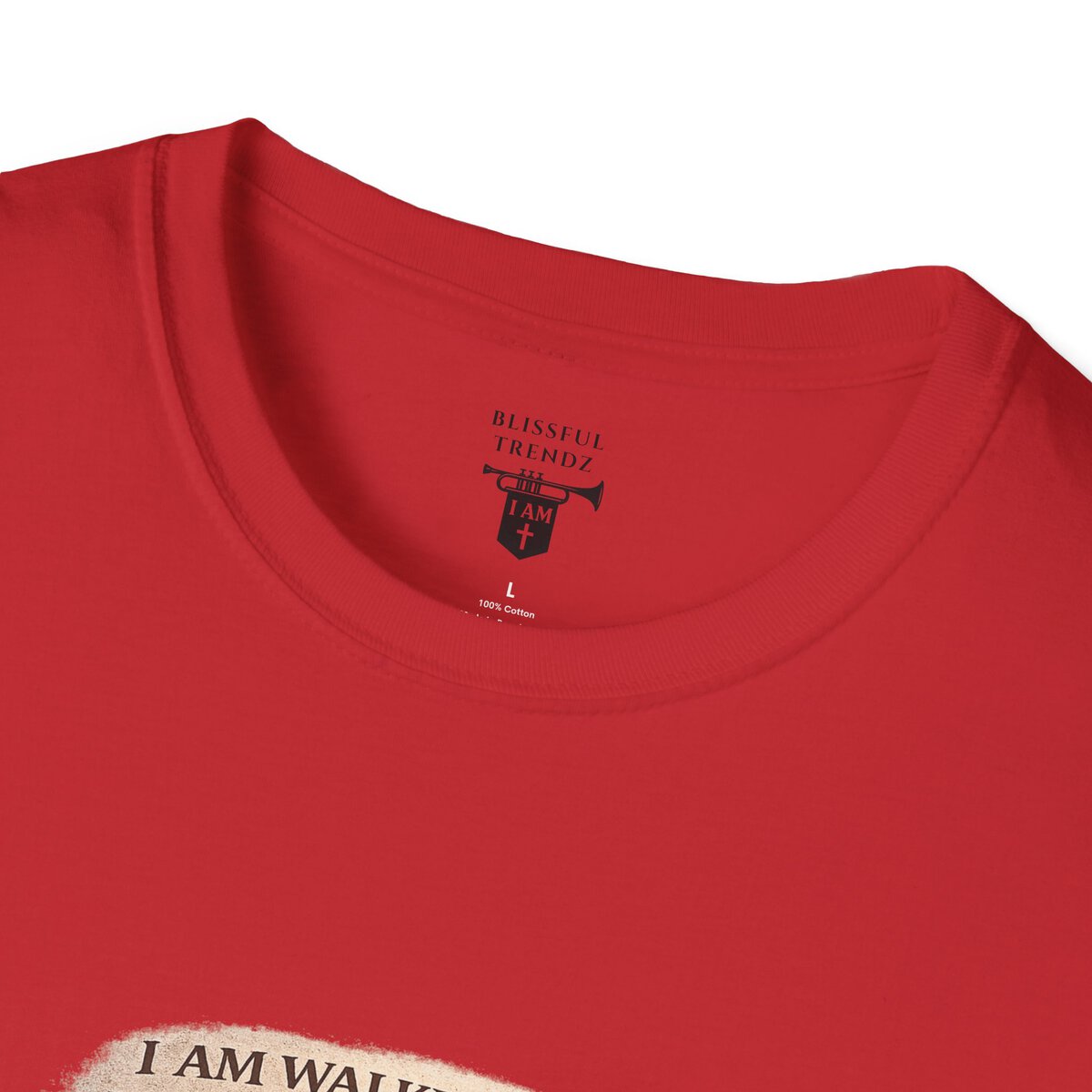 I AM WALKING OUT WHAT WAS WRITTEN - WALK AS HE WALKED - 1 JOHN 2:6 - IMPRINT OF SANDALS W/CROSS - MNCHRM - Unisex Softstyle T-Shirt - Image 50
