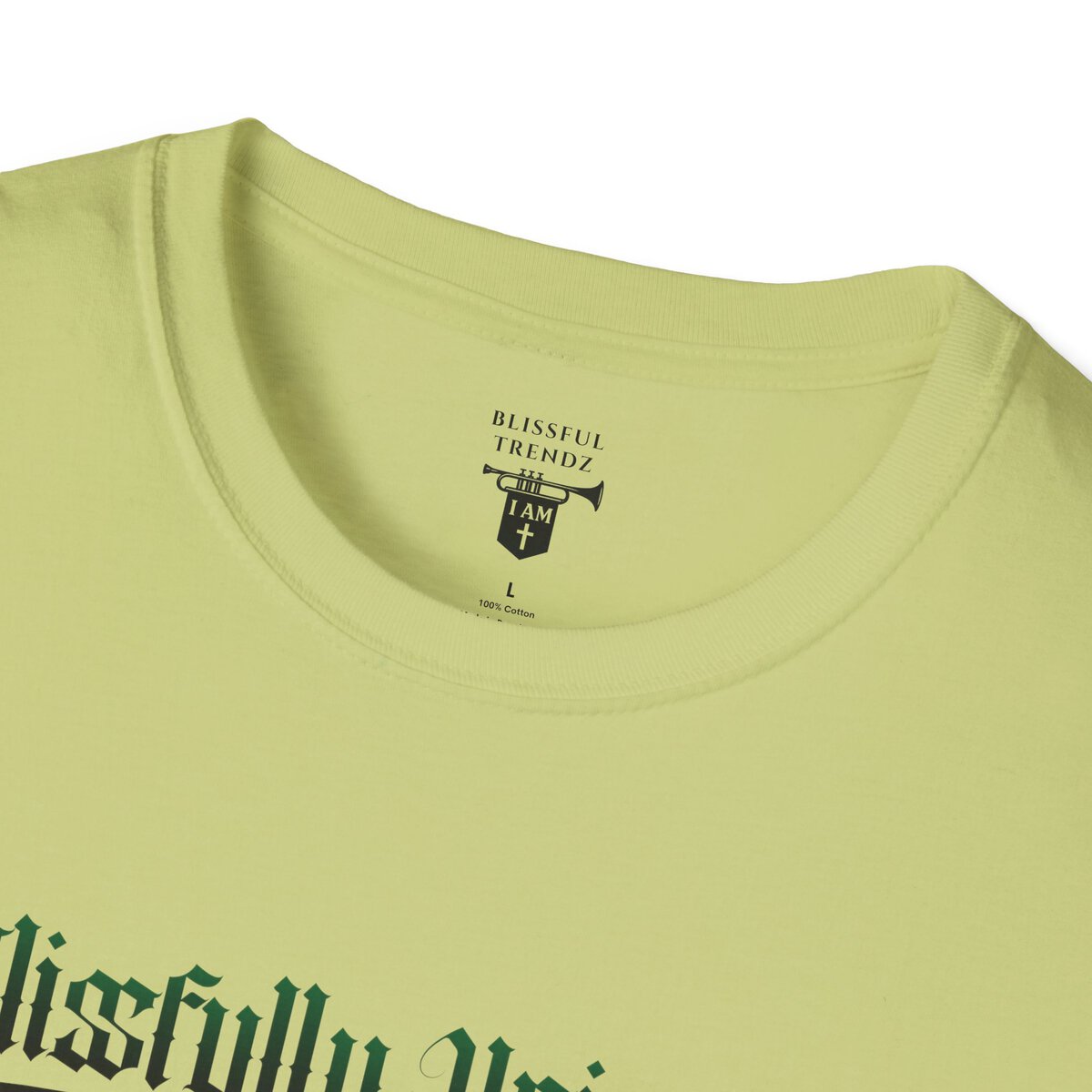 Blissfully Unique - I AM 100% By Design! - Typography - GRN/BLCK - Unisex Softstyle T-Shirt - Image 17