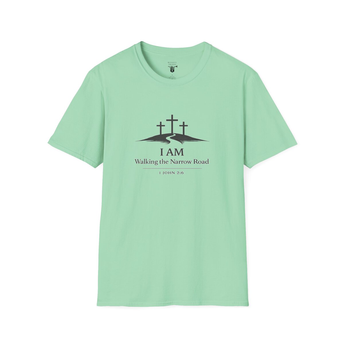I AM Walking the Narrow Road - 1 JOHN 2:6 - Cross - BLK - Unisex Softstyle T-Shirt - Image 25
