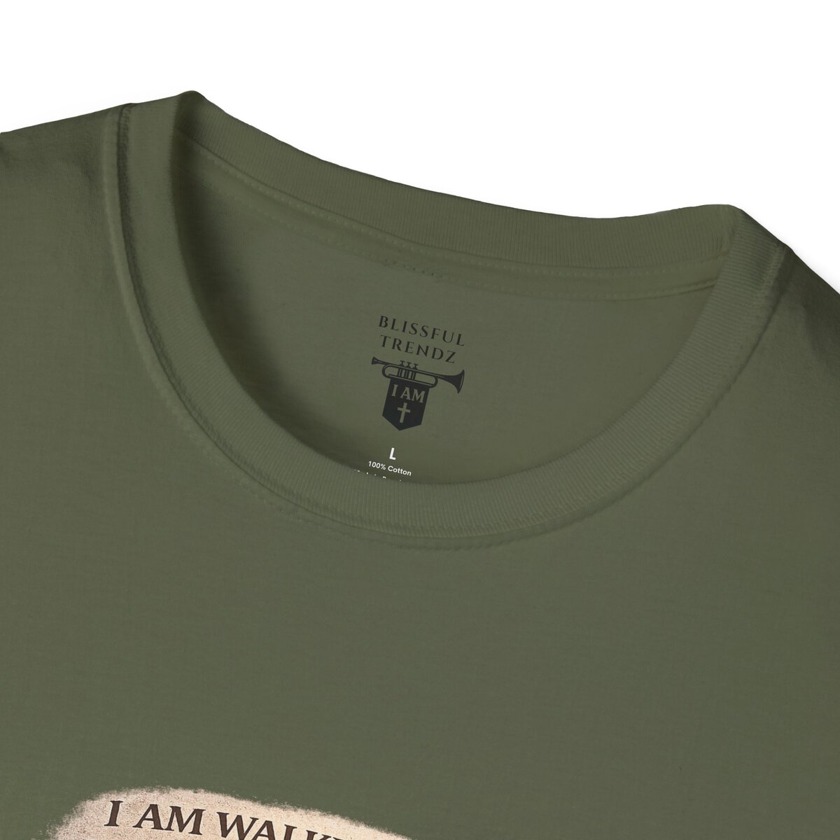 I AM WALKING OUT WHAT WAS WRITTEN - WALK AS HE WALKED - 1 JOHN 2:6 - IMPRINT OF SANDALS W/CROSS - MNCHRM - Unisex Softstyle T-Shirt - Image 17