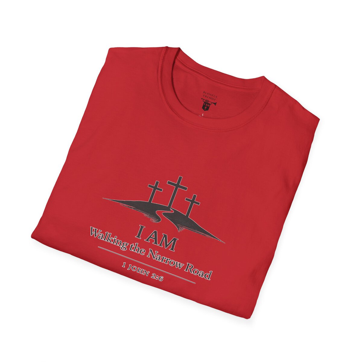 I AM Walking the Narrow Road - 1 JOHN 2:6 - Cross - BLK - Unisex Softstyle T-Shirt - Image 45