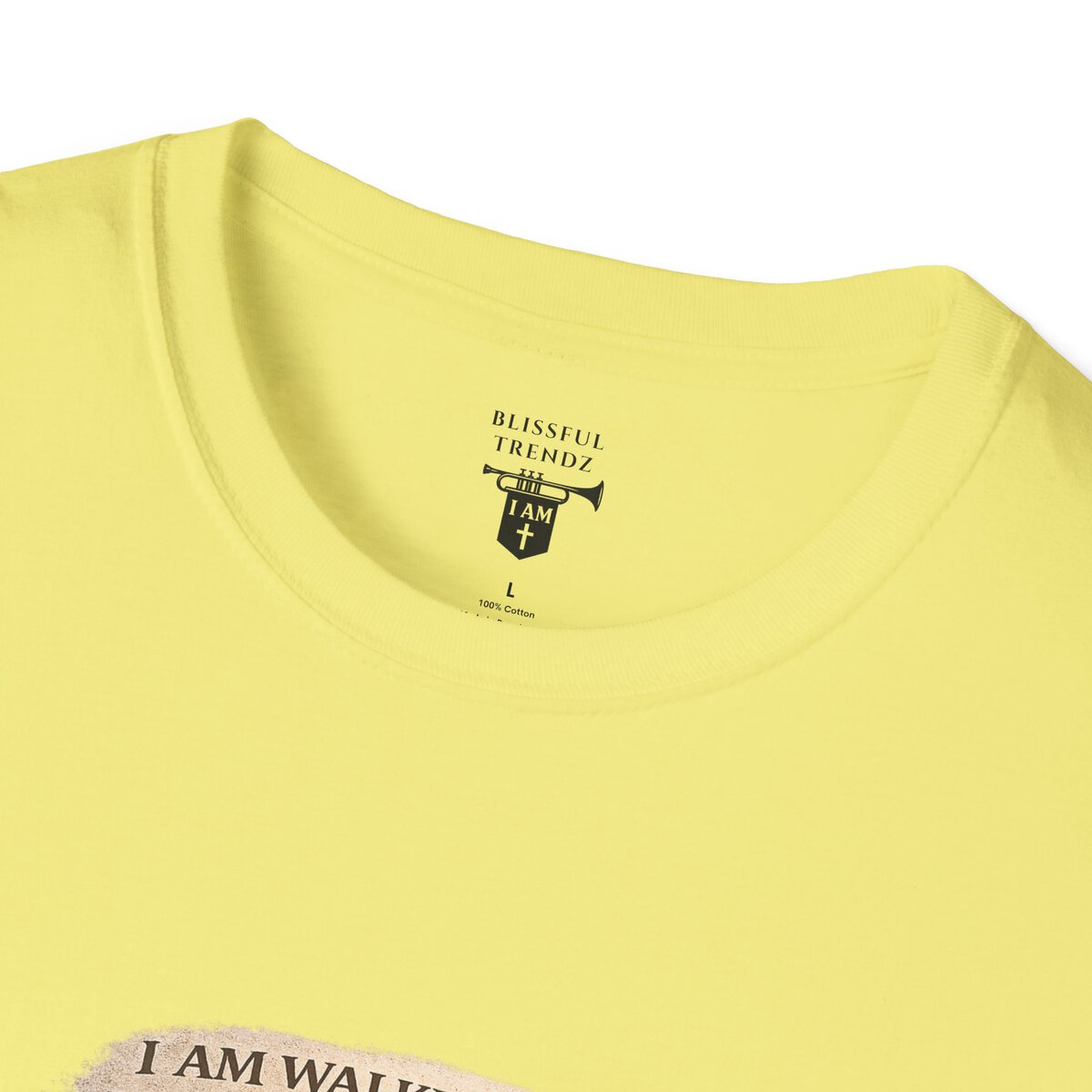 I AM WALKING OUT WHAT WAS WRITTEN - WALK AS HE WALKED - 1 JOHN 2:6 - IMPRINT OF SANDALS W/CROSS - MNCHRM - Unisex Softstyle T-Shirt - Image 14
