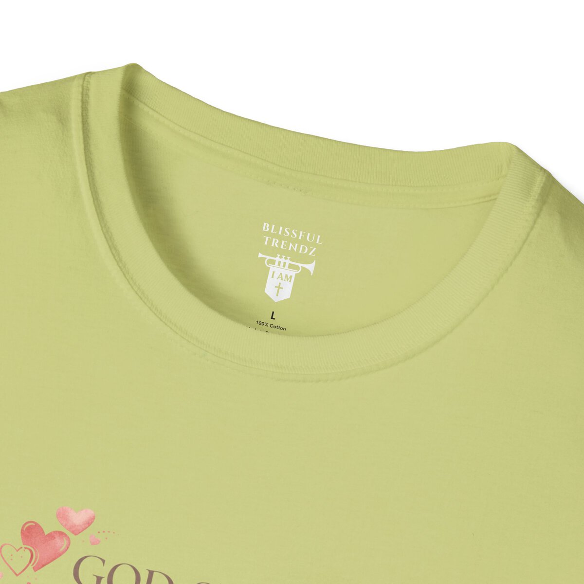 God Says I AM Word Cloud - Heart Motif - Unisex Softstyle T-Shirt - Image 20