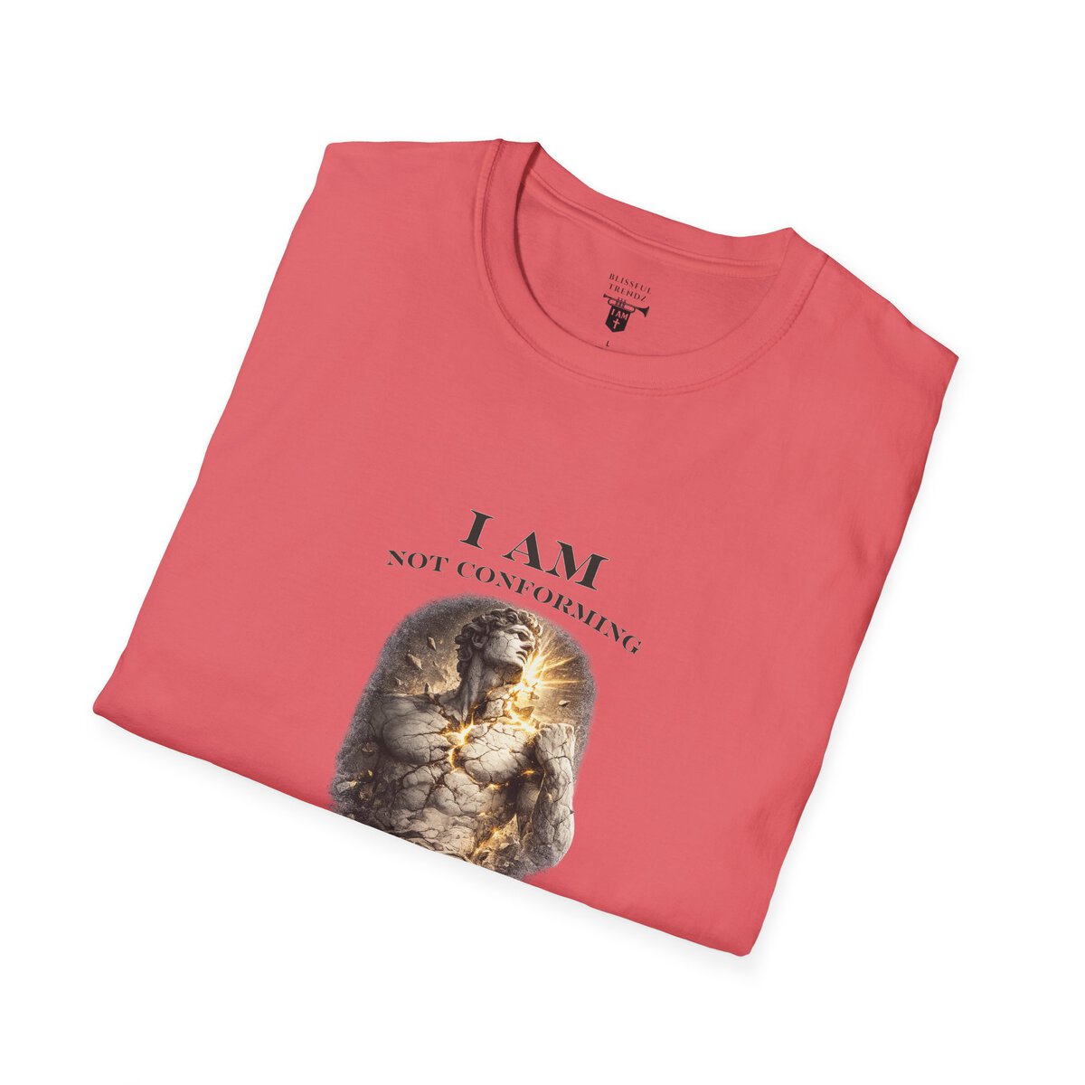 I AM NOT CONFORMING - ROMANS 12:2 - STATUE - Unisex Softstyle T-Shirt - Image 9