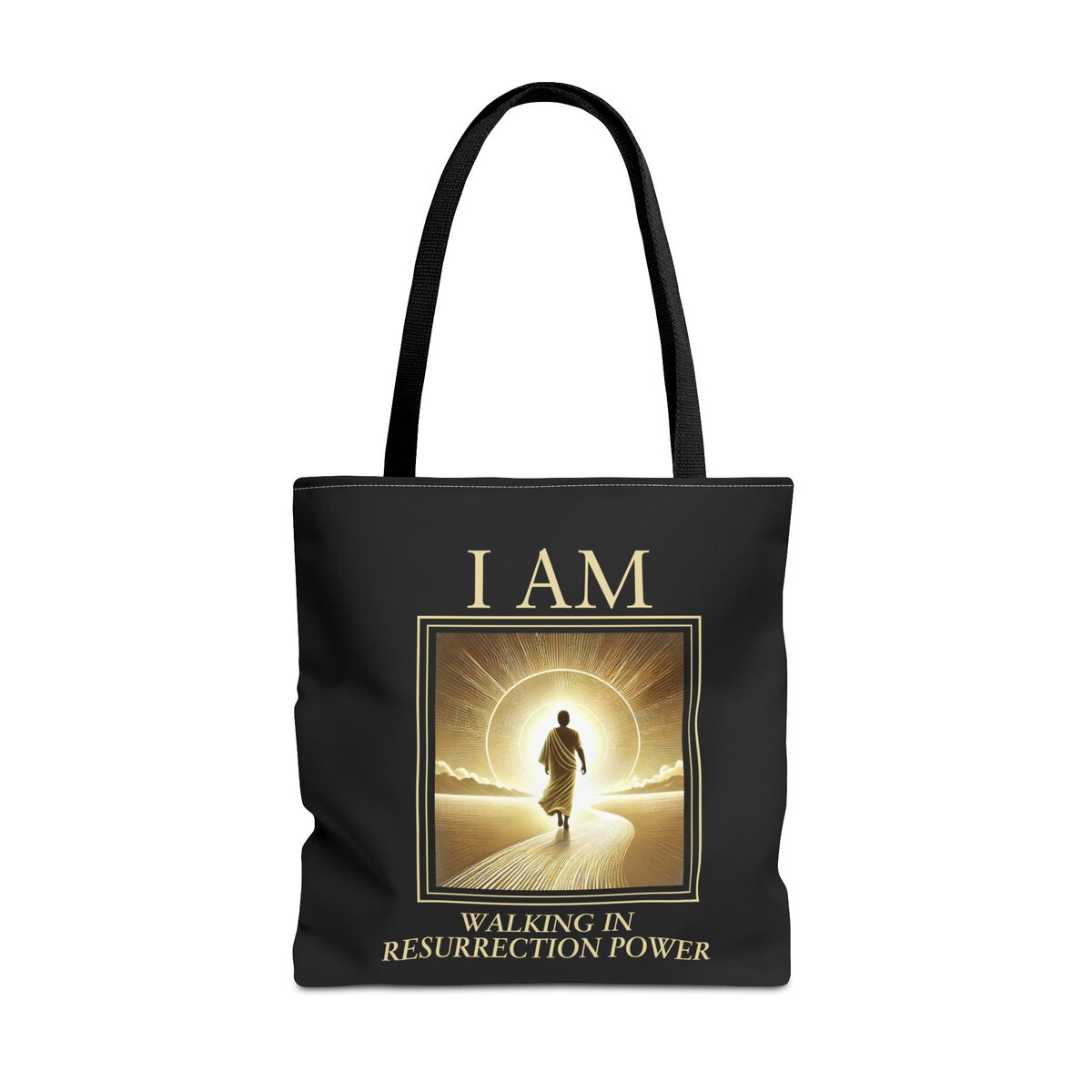 I AM Walking In Resurrection Power - BLK - Tote Bag (AOP) - Image 5