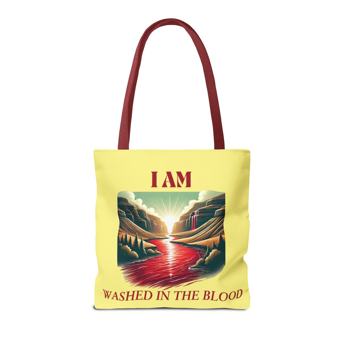 I AM Washed In The Blood - River - YLW - Tote Bag (AOP) - Image 4