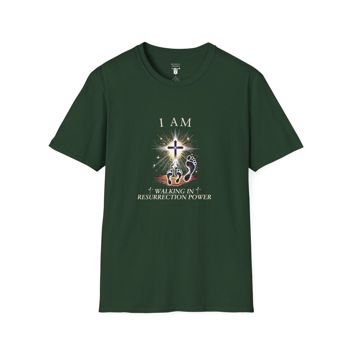 I AM Walking In Resurrection Power - Cross with Footprints - Unisex Softstyle T-Shirt - Image 19