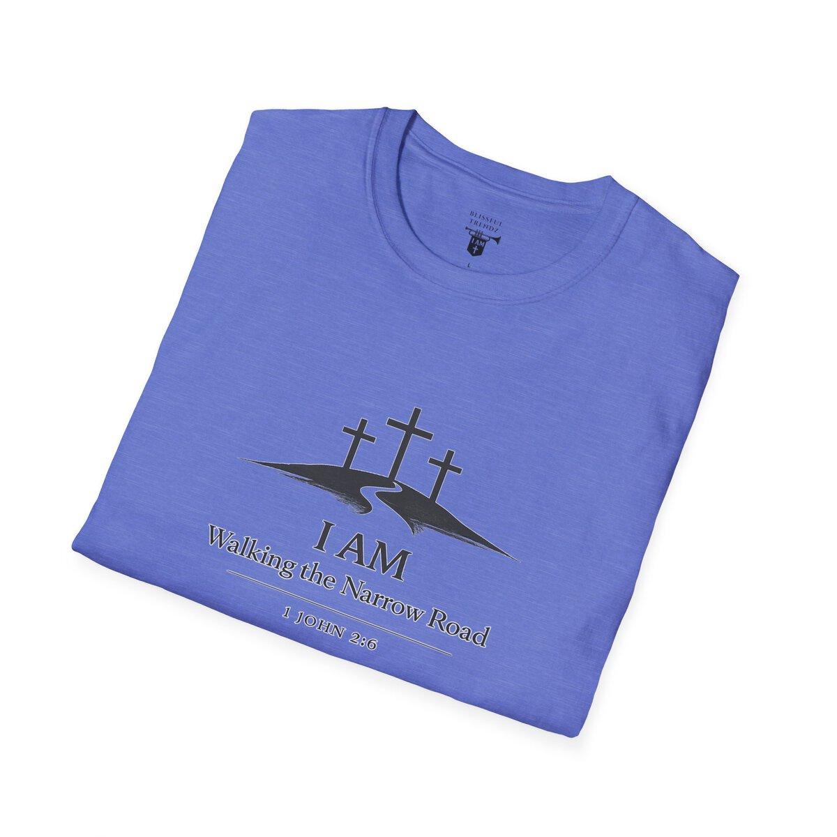 I AM Walking the Narrow Road - 1 JOHN 2:6 - Cross - BLK - Unisex Softstyle T-Shirt - Image 36