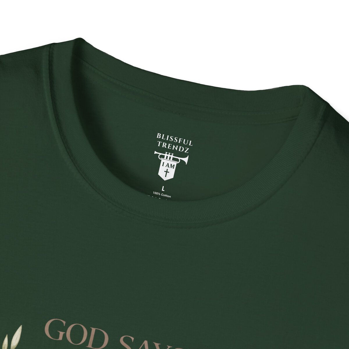 God Says I AM Word Cloud - Olive Branch Motif - Unisex Softstyle T-Shirt - Image 14